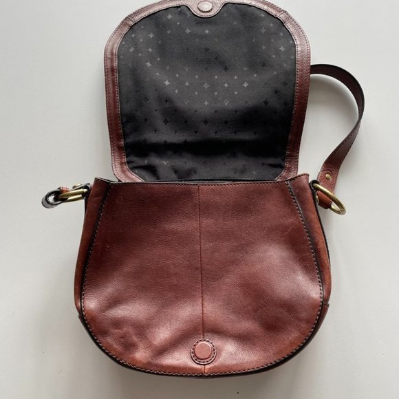 Fossil Vintage Reissue Leather Flap Crossbody Bag Brown Black 9x10 - Picture 4 of 8